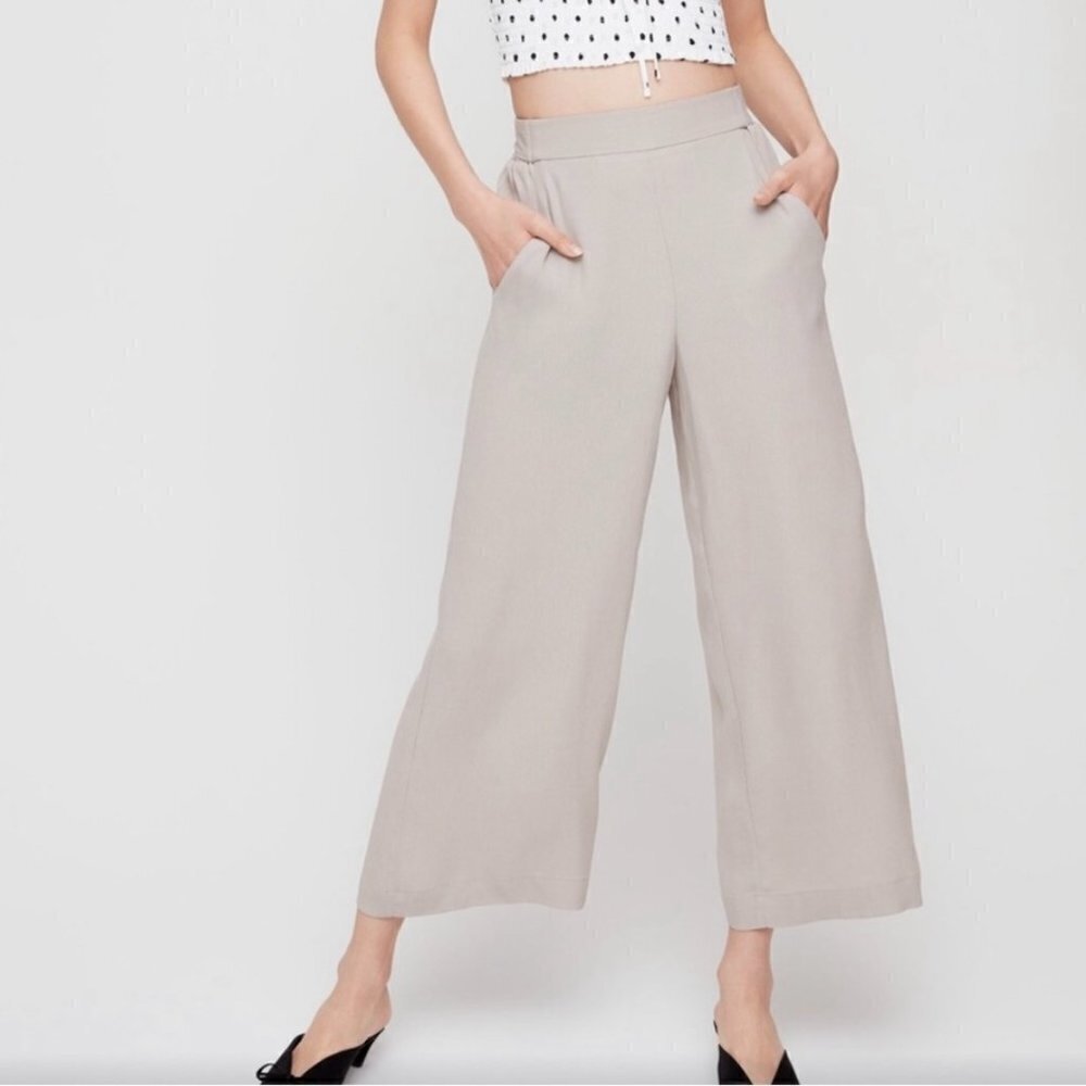 ARITZIA Wilfred Concrete Grey Faun Ankle Cut Trouser Pants US S